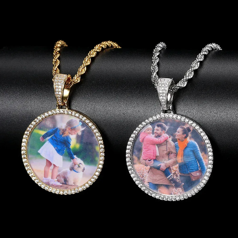 Custom Photo Pendant Hip Hop Necklace with Copper Frame and Zircon for Men | Caratix Jewelry - CaratixJewelry